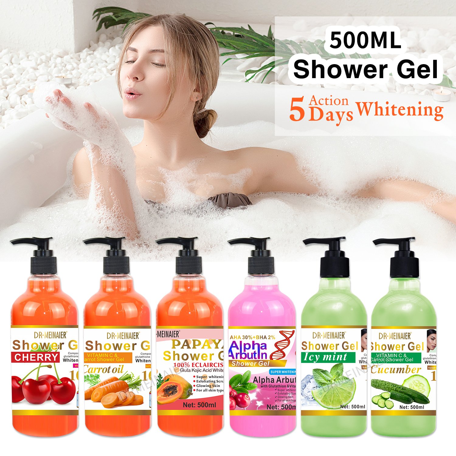 Factory price Vitamin C shower gel turmeric AHA gold body wash whitening scrub exfoliating liquid soap natural skincare