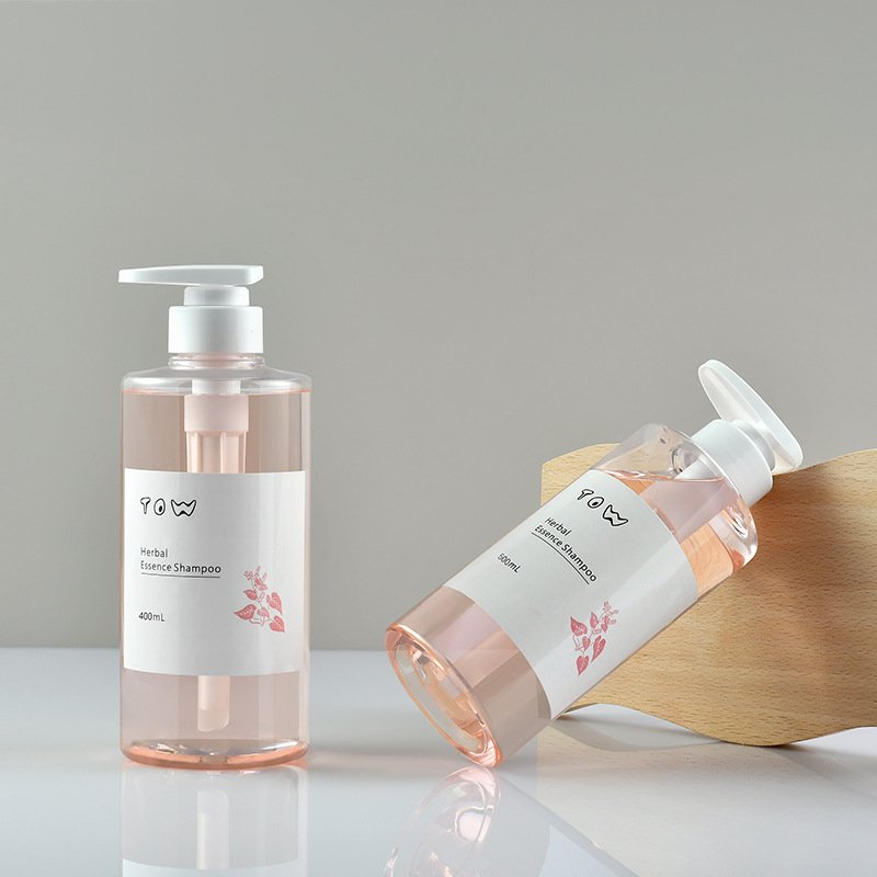 OEM ODM Custom Cosmetic Packaging PET Plastic 300 ml400ml 500ml Pet Round Bottle Lotion Packaging Body Shower Gel Shampoo Bottle