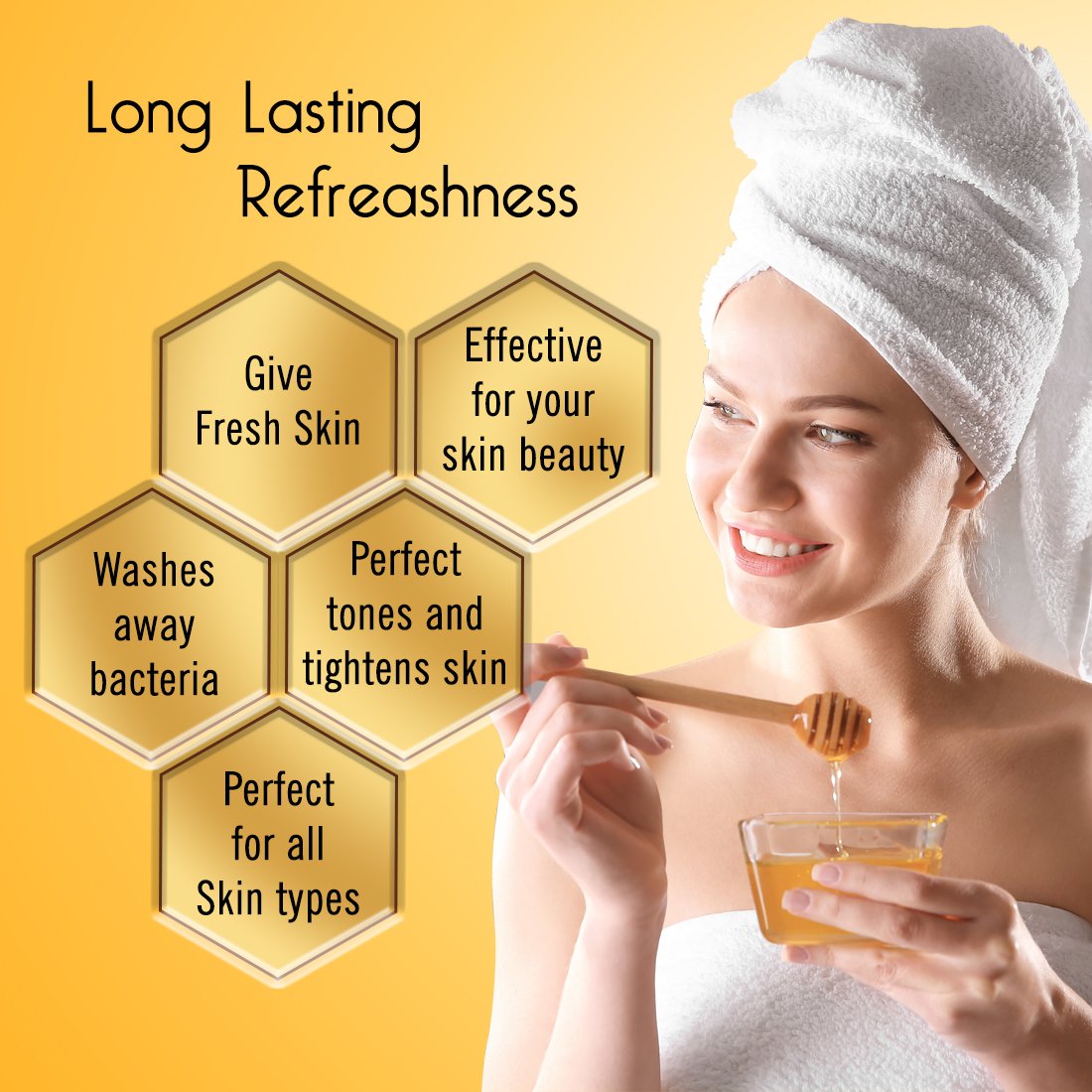 Honey Enriched Body Wash Shower Gel with Skin Conditioner for All Skin Types Whitening and Moisturizing Effects