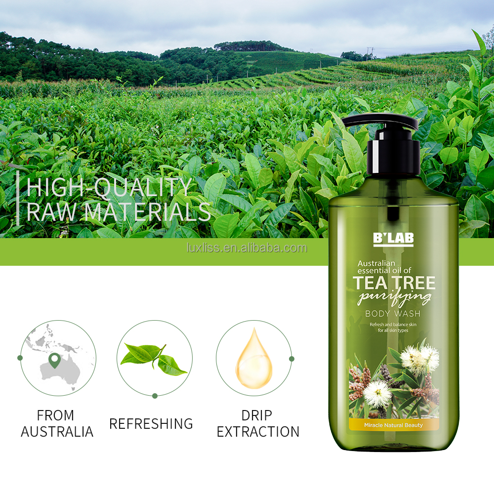 OEM ODM Organic Tea Tree Body Wash for Deep Cleansing Body Skin Body Wash Shower Gel Anti Oil Refreshing Tea Tree Shower Gel