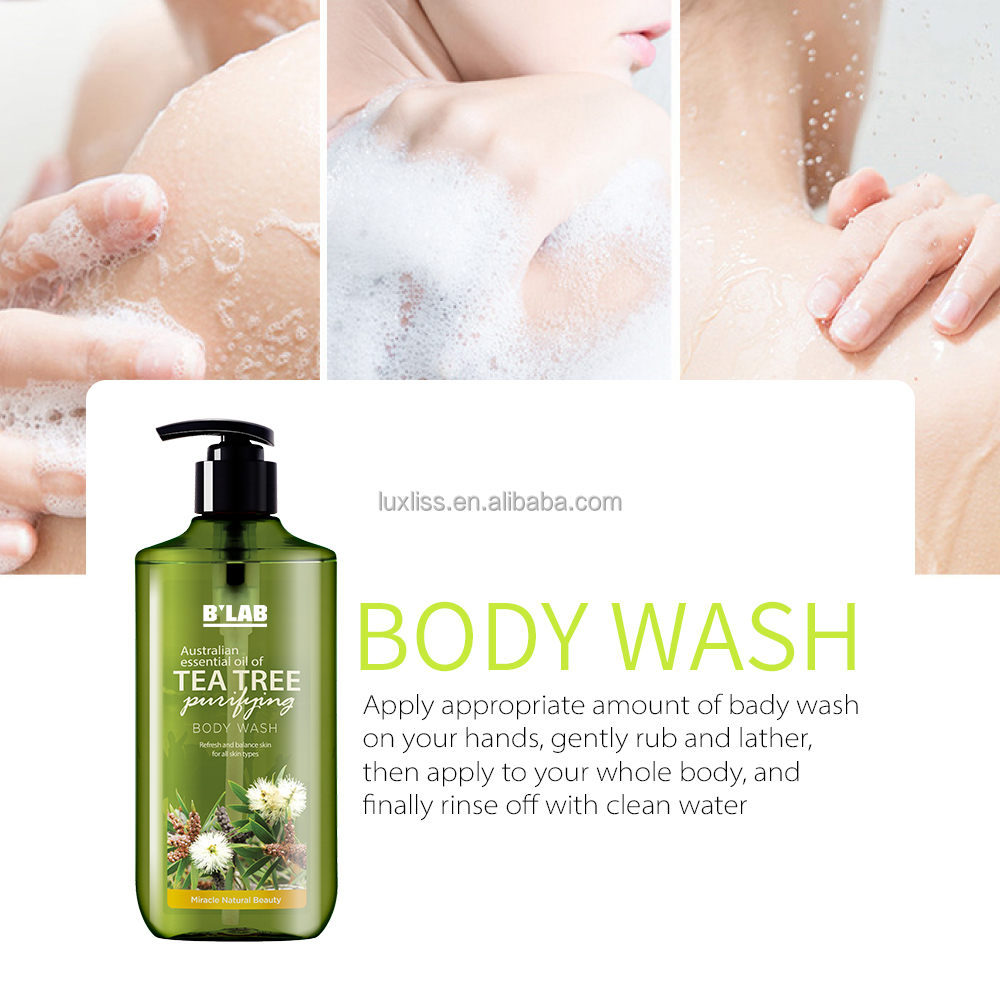 OEM ODM Organic Tea Tree Body Wash for Deep Cleansing Body Skin Body Wash Shower Gel Anti Oil Refreshing Tea Tree Shower Gel