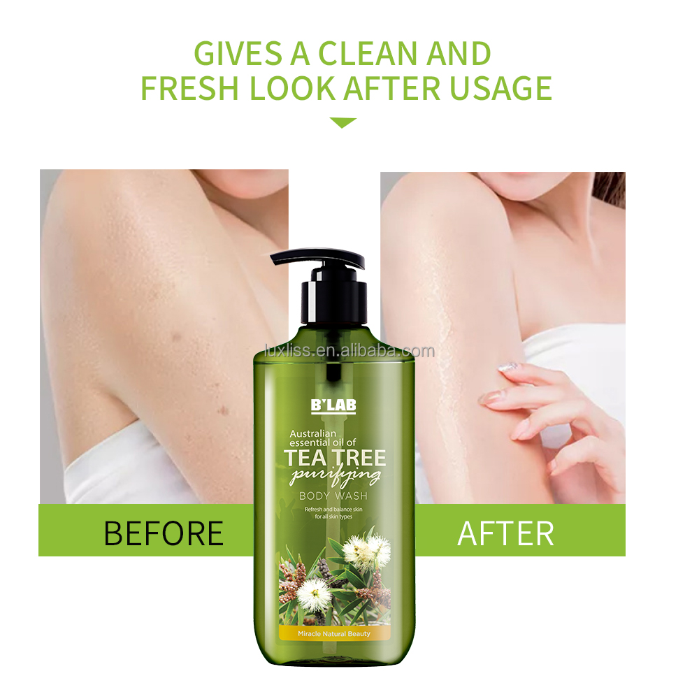 OEM ODM Organic Tea Tree Body Wash for Deep Cleansing Body Skin Body Wash Shower Gel Anti Oil Refreshing Tea Tree Shower Gel
