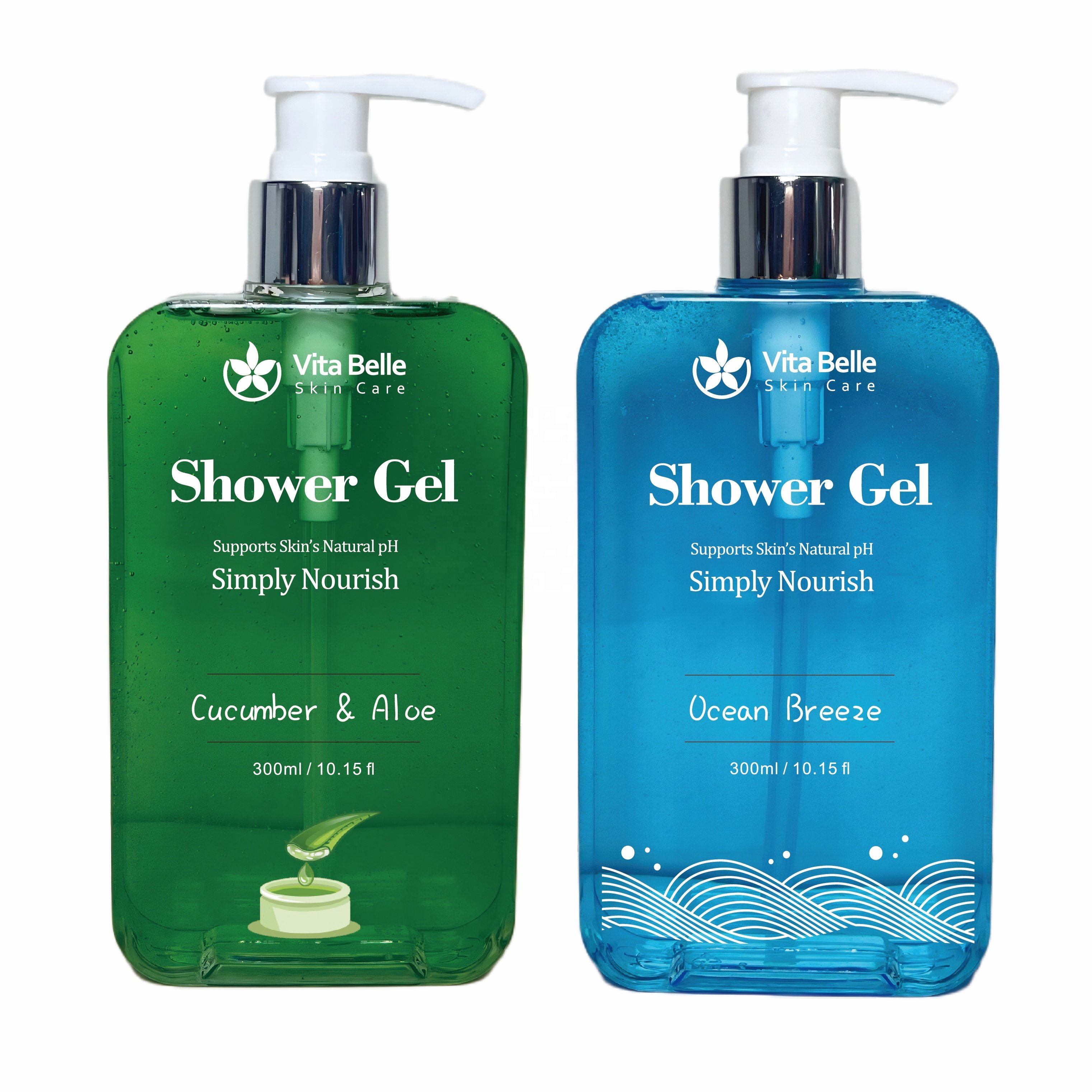 Refreshing & Cleansing Shower & Bath Gel, Moisturizing Daily Body Wash & Shaving Gel for Soft Skin, Including Ocean Mist