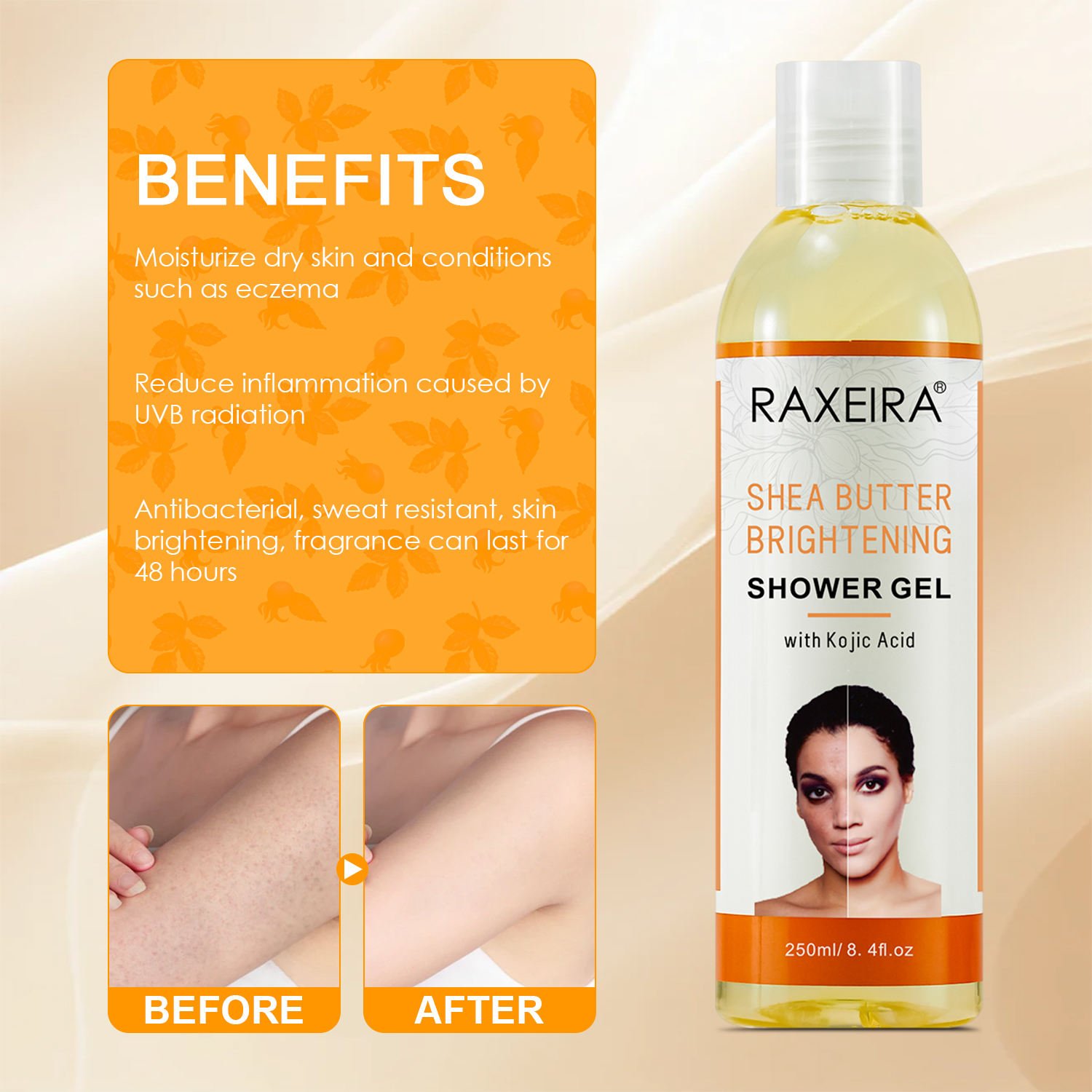 Best Sale Shea Butter Hydrating Body Wash whitening shower gel for skin wholesale whitening shower gel skin whitening shower gel
