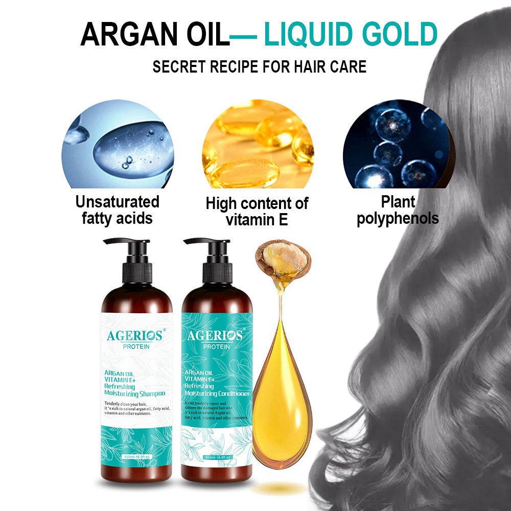 Agerios Organic Avocado Argan Oil Keratin Collagen Men Hair Care Products Moroccan Protein Oil Shampoo And Conditioner