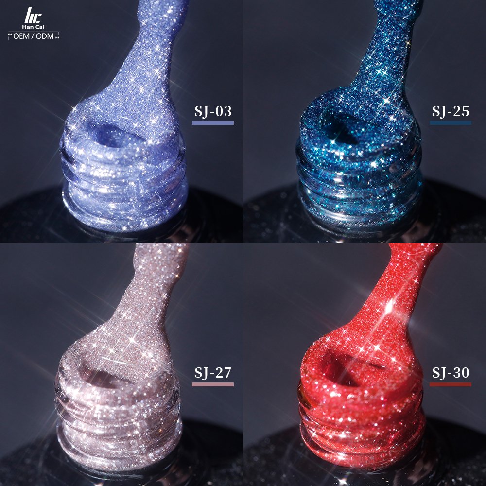Impress Nails Shimmer Nail Polish Platinum Salon Glitter Foil Diamond Light Flash Gel
