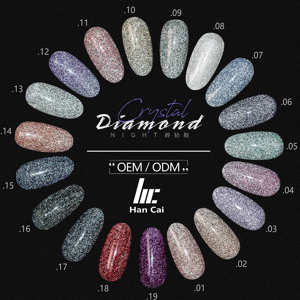 Impress Nails Shimmer Nail Polish Platinum Salon Glitter Foil Diamond Light Flash Gel
