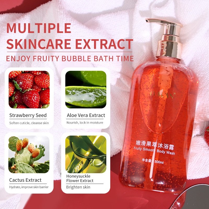 Wholesale 500ml Bodywash Natural Floral Fruit Seeds Shower Gel Skin Soothing Whitening Body Wash