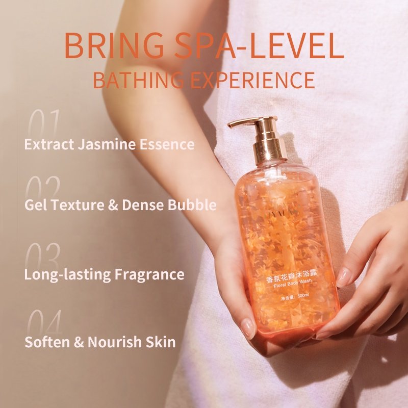Wholesale 500ml Bodywash Natural Floral Fruit Seeds Shower Gel Skin Soothing Whitening Body Wash