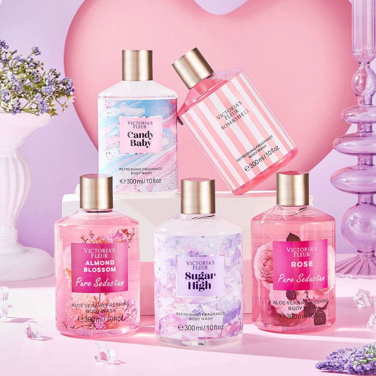 Factory direct sale fragrance shower gel velvet flower petals water kiss lasting fragrance love secret words