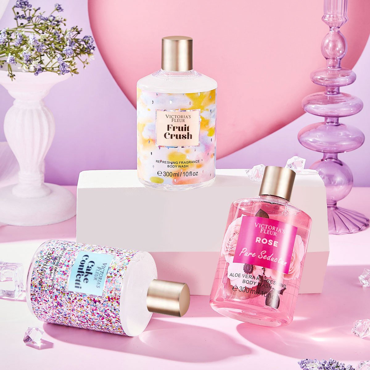 Factory direct sale fragrance shower gel velvet flower petals water kiss lasting fragrance love secret words