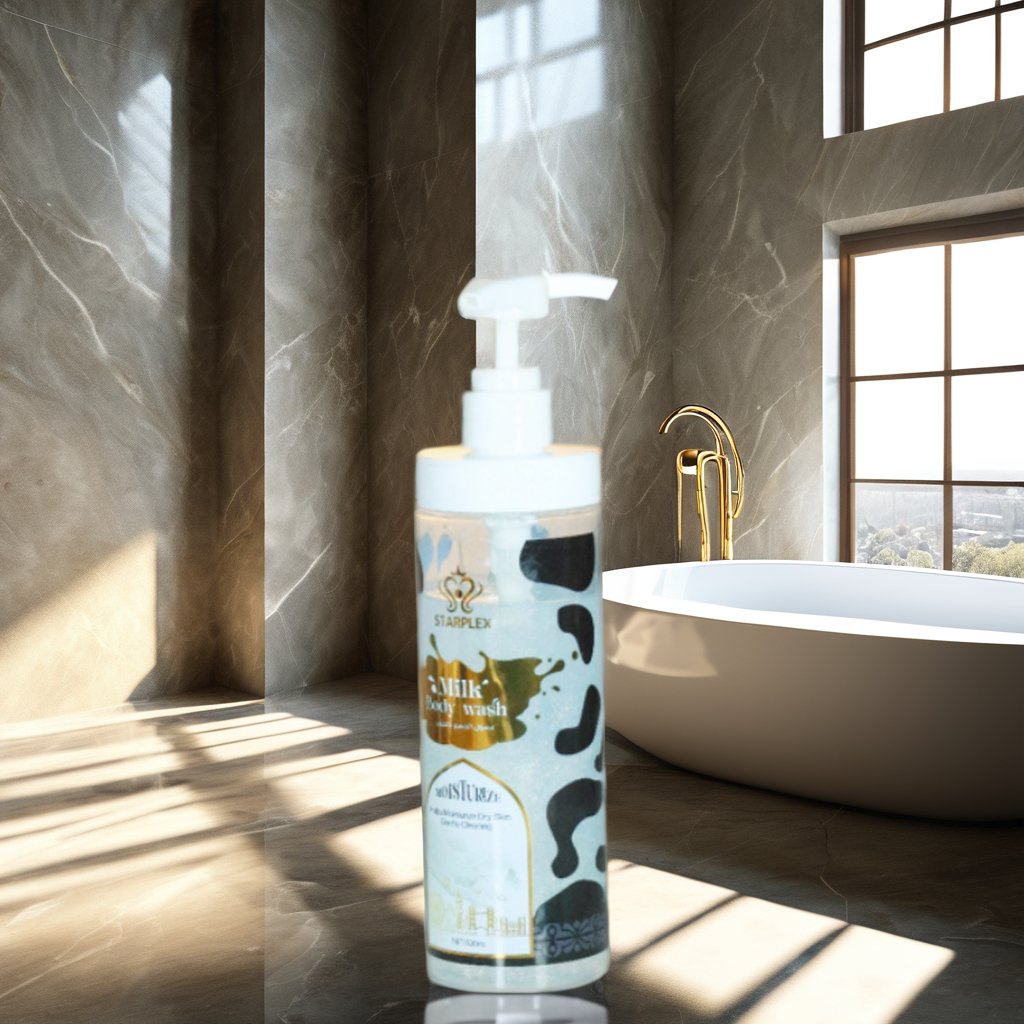 Starplex 500ml Fresh Scented Milk Shower Gel Moisturizing Skin Glitter Gel with Refreshing Perfume & Bubbles
