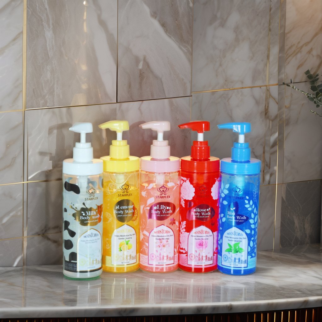 Starplex 500ml Fresh Scented Milk Shower Gel Moisturizing Skin Glitter Gel with Refreshing Perfume & Bubbles