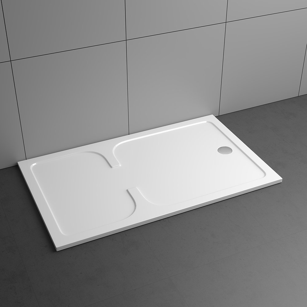 Stone shower pans cupc caravan bathroom wet room standard small large anti slip solid surface rectangular walk in base tray