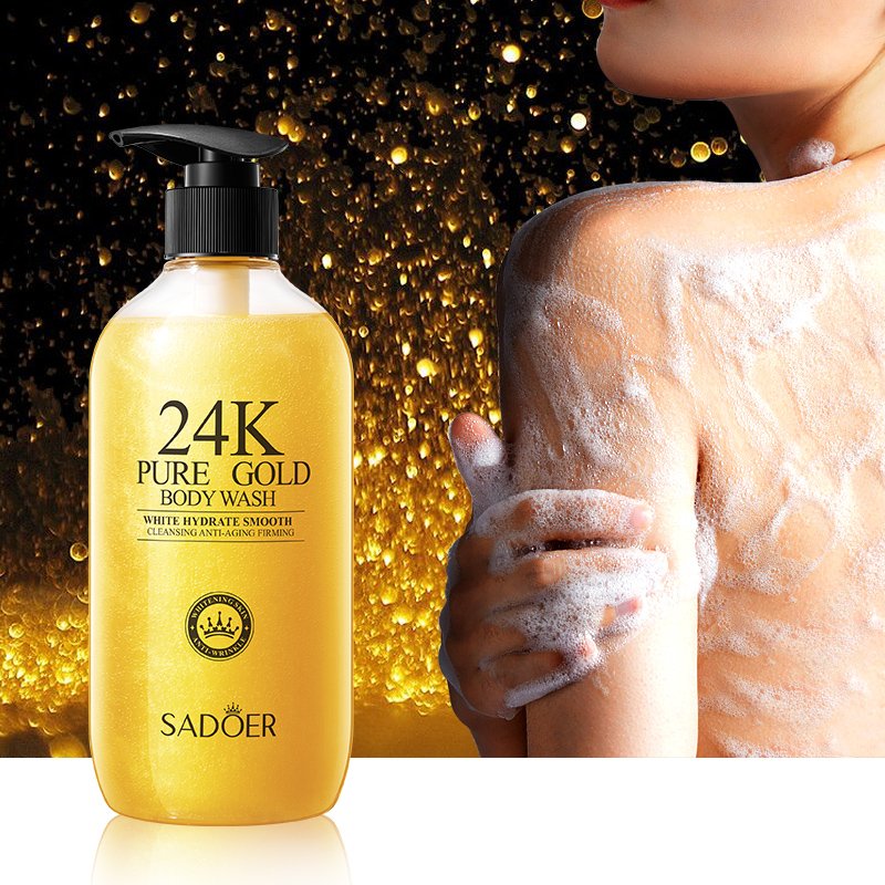 SADOER Body Wash Deep Cleansing Nourishing Body Wash Bathing Liquid Exfoliator Whitening Shower Gel Wholesale 24 K Gold Adults