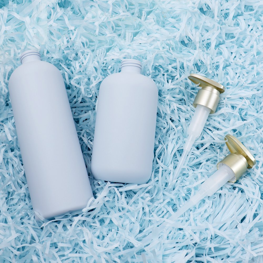 Green Plastic Cylindrical Cosmetic HDPE Bottle 300ml 500ml Shampoo Dispenser Shower Gel Lotion Pump Bottle