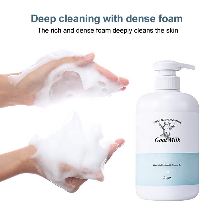 Gloway 800ml Nicotinamide Hydrating & Moisturizing Goat Milk Body Wash Shower Gel for Smooth Tender Dry Skin