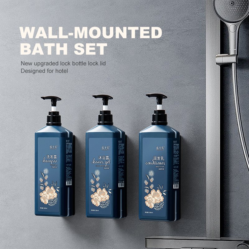High Quality 360ml Hotel Large Bottle Shampoo Shower Gel And Conditioner Wall-Hanging Anti-Theft Design Disposable Liquid