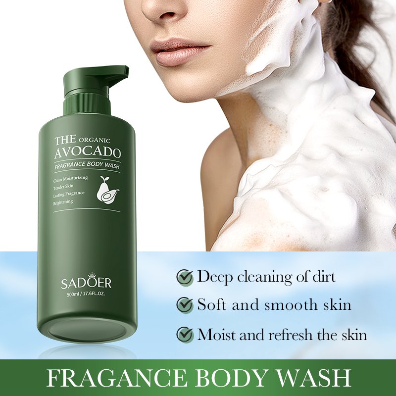 OEM SADOER Private Label Wholesale Avocado Amino Acid Bath Hair Shampoo Cleansing Skin Care Moisturizing Whitening Body Wash Set