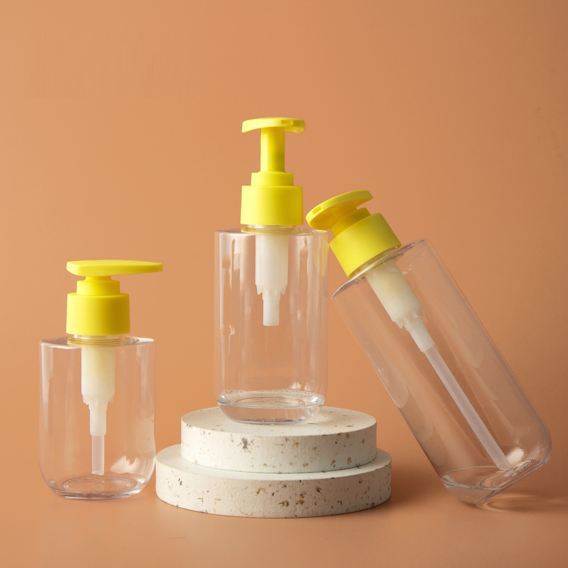 Customized 150ml 200ml 300ml round Bottom Plastic Bottles Press Type for Children's Care Shower Gel Shampoo