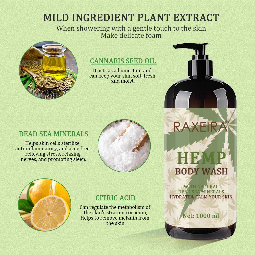 Plant Dead Sea Wholesale Hemp Minerals Hemp Extract Natural Body Pure Body Wash for Women and Man Adults 3 Years Men Shower Gel