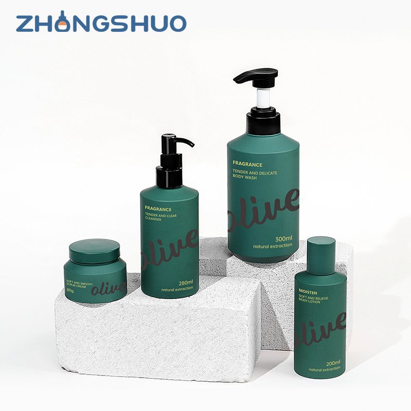 Luxury Green Shampoo and Conditioner Bottles 100ml Travel-Friendly Packaging for Body Wash and Shower Gel Solutions 300ml 500ml