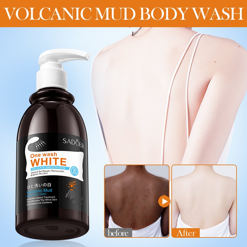 OEM SADOER Private Label Bath Volcanic Mud Skin Rejuvenation Body Wash Deep Cleaning Moisturizing Lightning Whitening Shower Gel