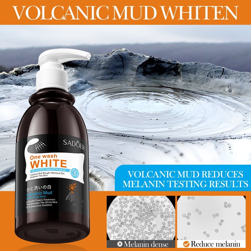 OEM SADOER Private Label Bath Volcanic Mud Skin Rejuvenation Body Wash Deep Cleaning Moisturizing Lightning Whitening Shower Gel