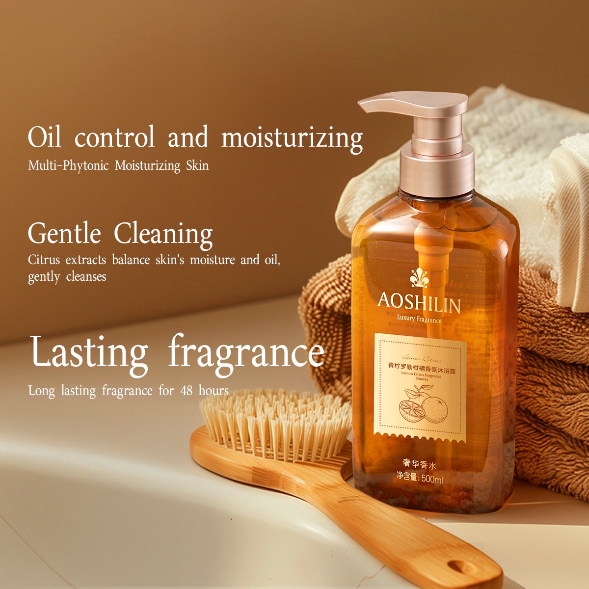 Lemon Orange Citrus Extract Fragrance Body Wash Spa Bath Shower Gel Moisturize Cleanse Hydrate Bright Skin Wholesale 500ml