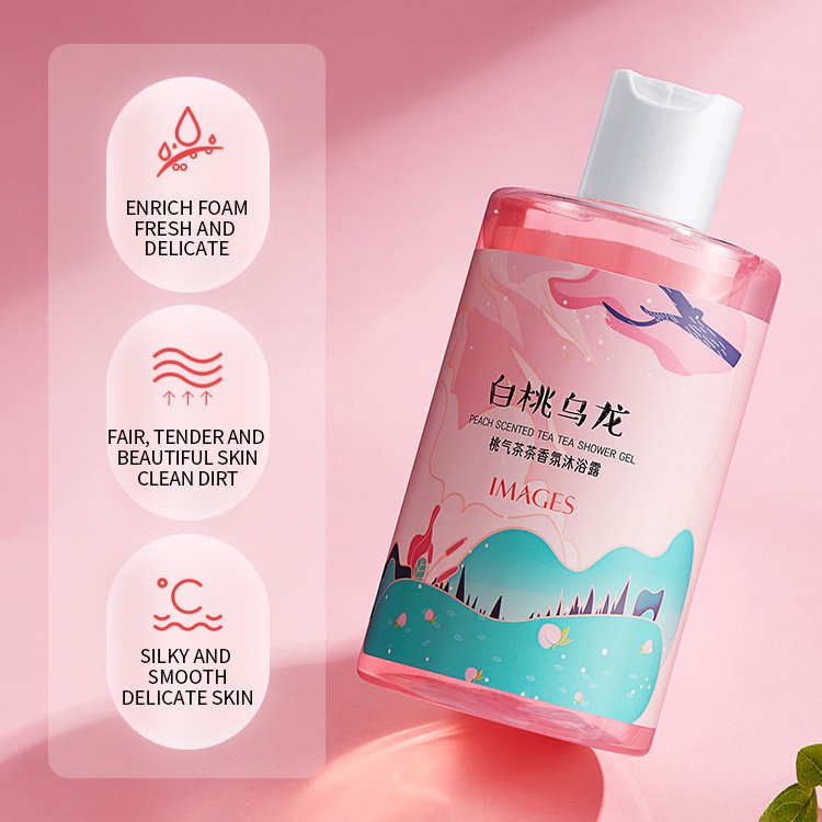 OEM IMAGES new in 2023 vegan white pearl peach breath tea scented body wash shower gel for women