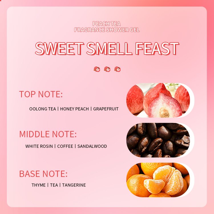 OEM IMAGES new in 2023 vegan white pearl peach breath tea scented body wash shower gel for women