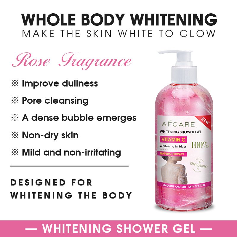 Wholesale Tone Lifting White Showere Gel Exfoliate Bleaching and Organic Rose Vitamin C Skin Lightning Showere Gel