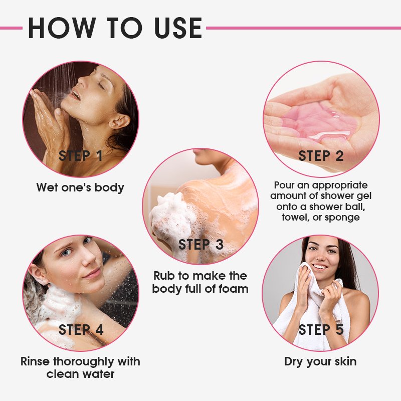 Wholesale Tone Lifting White Showere Gel Exfoliate Bleaching and Organic Rose Vitamin C Skin Lightning Showere Gel