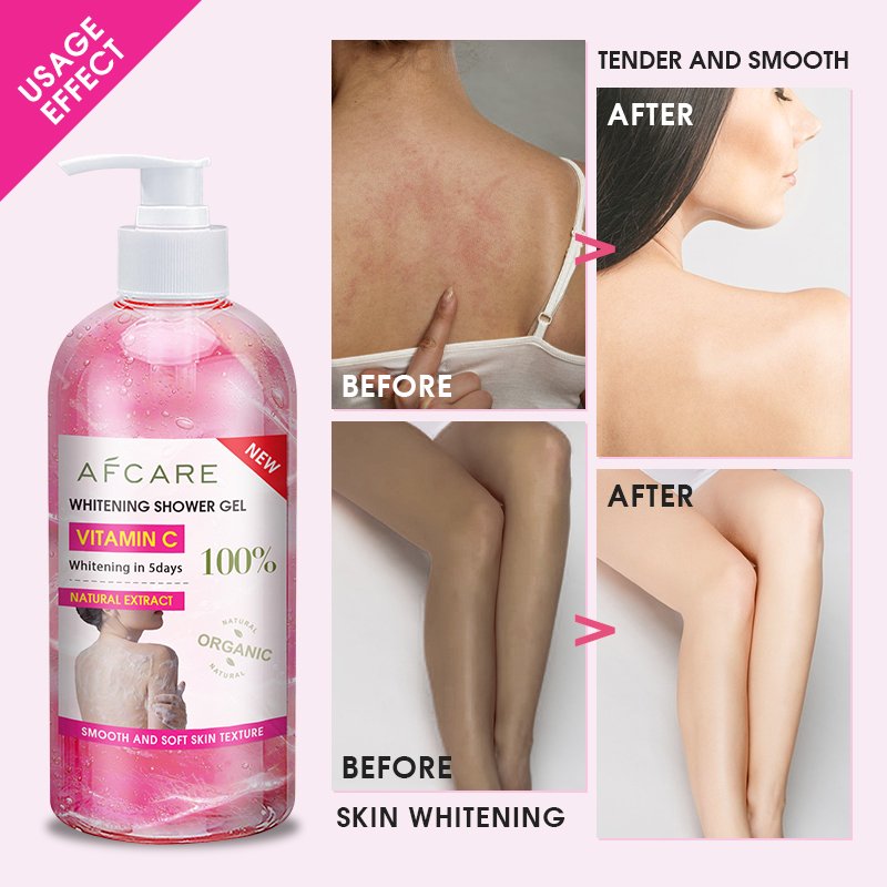 Wholesale Tone Lifting White Showere Gel Exfoliate Bleaching and Organic Rose Vitamin C Skin Lightning Showere Gel