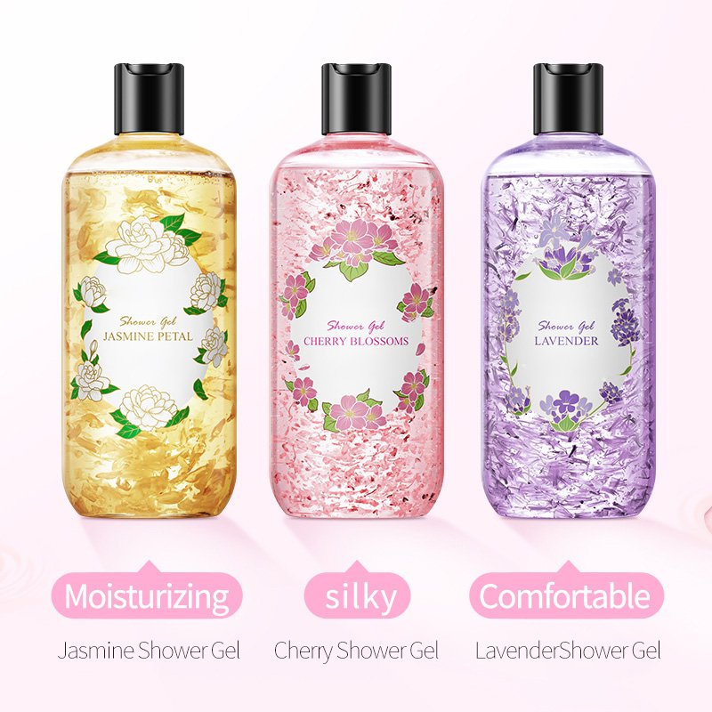 Private label natural organic body wash skin whitening Jasmine lavender shower gel