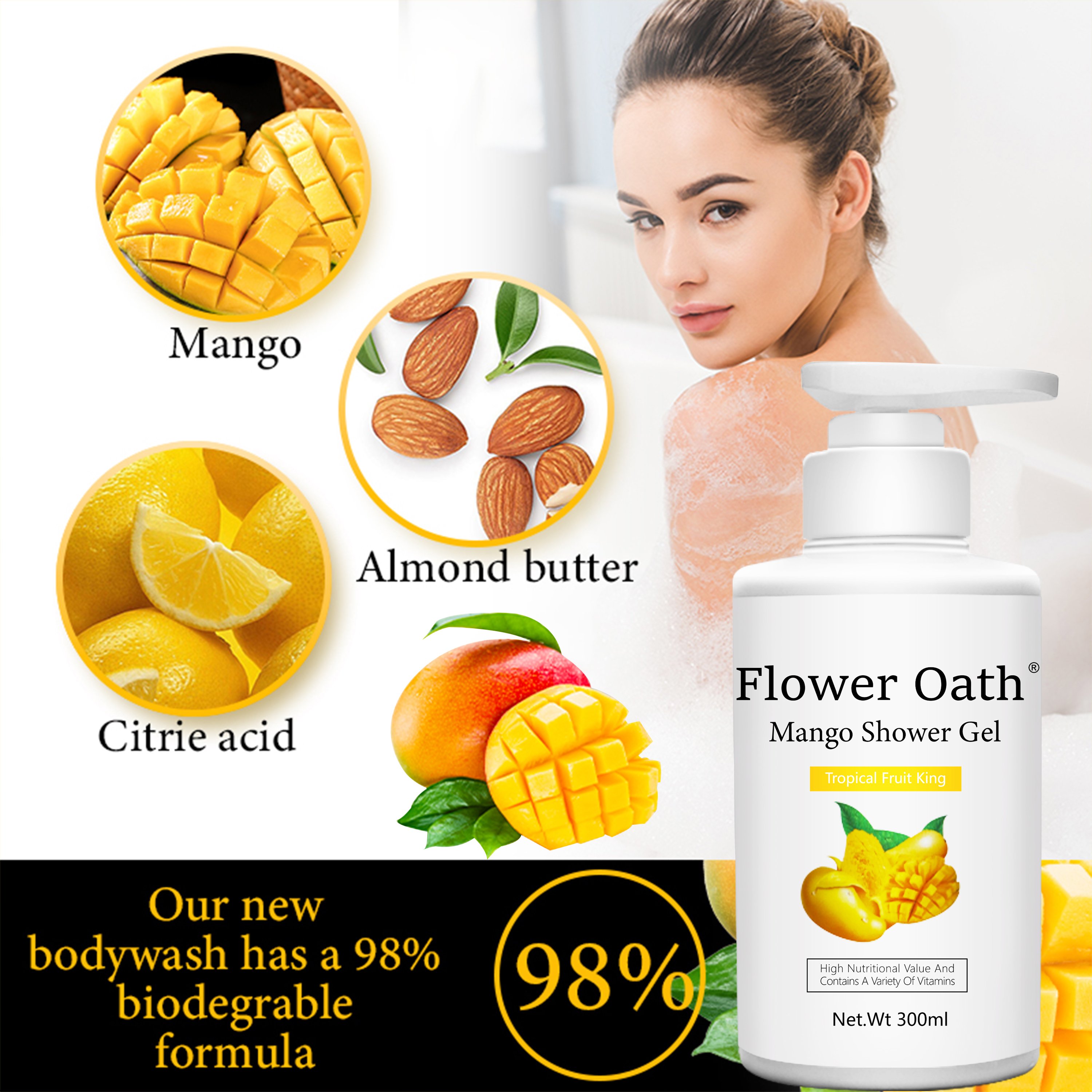 Mango Shower Gel Shower Gel Body Cleansing And Freshness Mango Fragrance Skin Moisturization