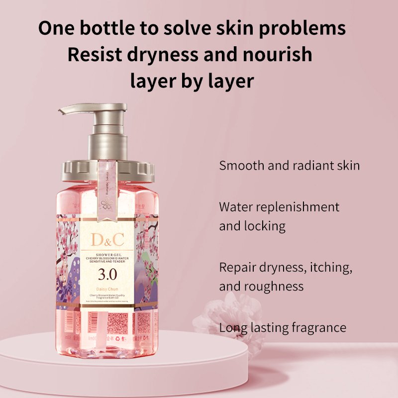 Wholesale Sakura Floral Fragrance Bath Shower Gel 500ml Moisturizing Body Wash Adults Skin Lightening Repairing Roughness