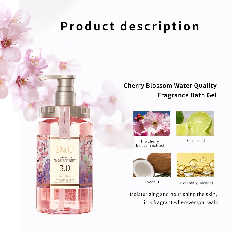 Wholesale Sakura Floral Fragrance Bath Shower Gel 500ml Moisturizing Body Wash Adults Skin Lightening Repairing Roughness