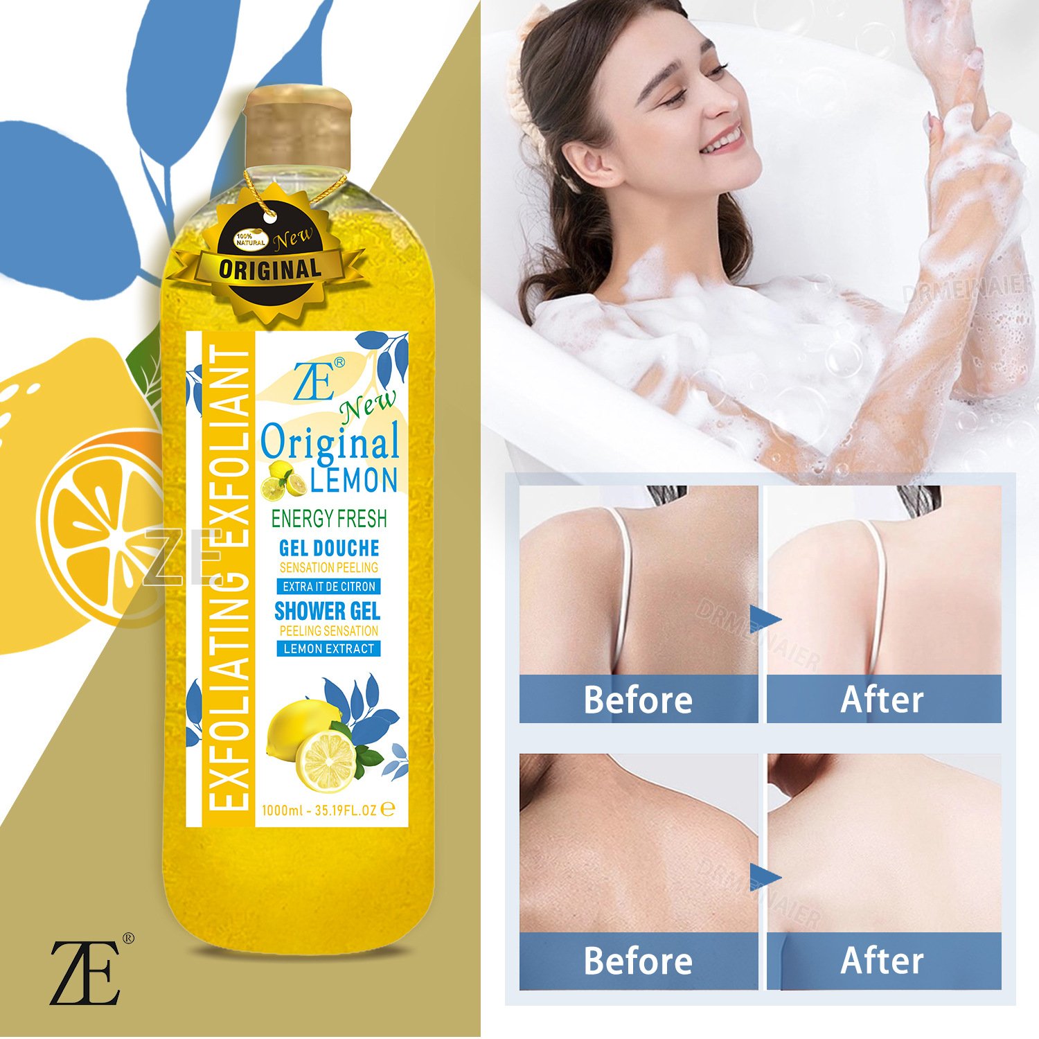 New Design Shower Gel Exfoliating Whitening Nourishing Skin Anti Aging Care Scrub Body Wash