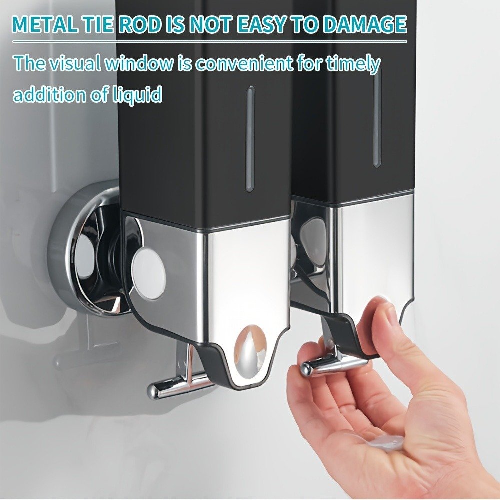 Shampoo, Shower Gel and Conditioner Dispenser, Drill Free with Adhesive.No-Drill 3 Pack 500ml Wall Mounted soap Dispenser