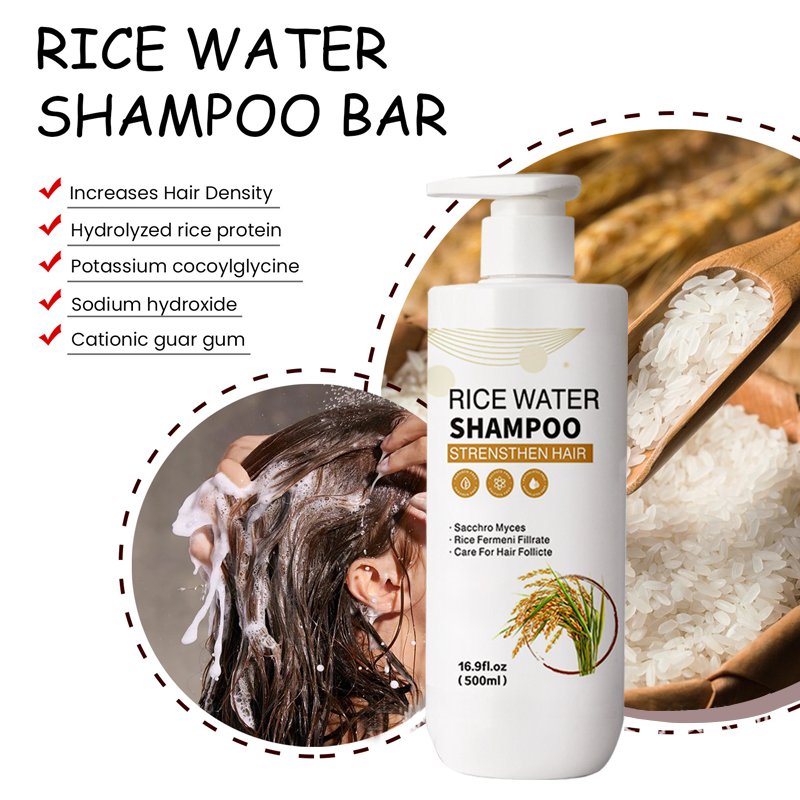 Private Label Rice Biotin Rice Water for Hair Growth Shampoo Natural Thickening Conditioner Set for Hair Loss and Thinning Care