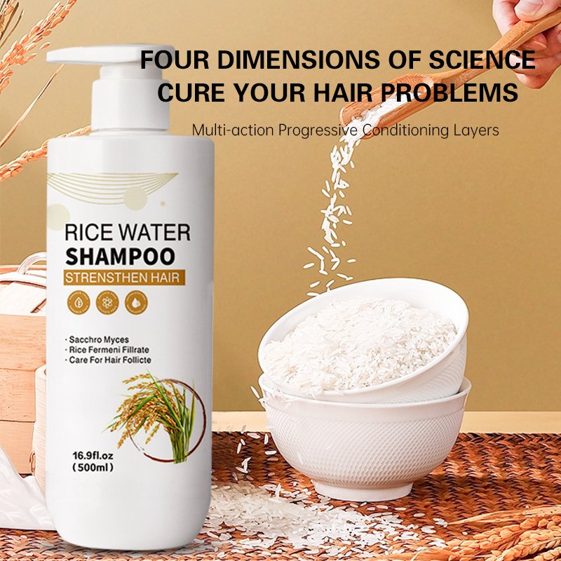 Private Label Rice Biotin Rice Water for Hair Growth Shampoo Natural Thickening Conditioner Set for Hair Loss and Thinning Care