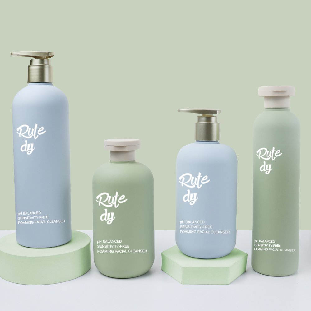Hot Sale Green Blue HDPE 200ml 250ml 300ml 400ml 500ml Soft Cosmetic Packaging Body Lotion plastic Shampoo Bottle