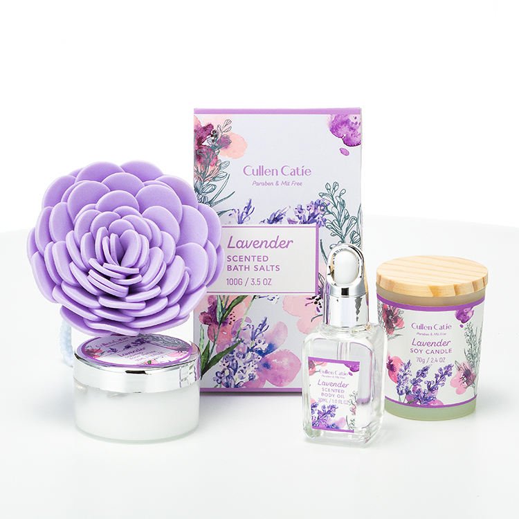 Wholesales factory price Custom Purple lavender fragrance basket Bathing set shower gel home spa bubble bath body lotion OEM&ODM