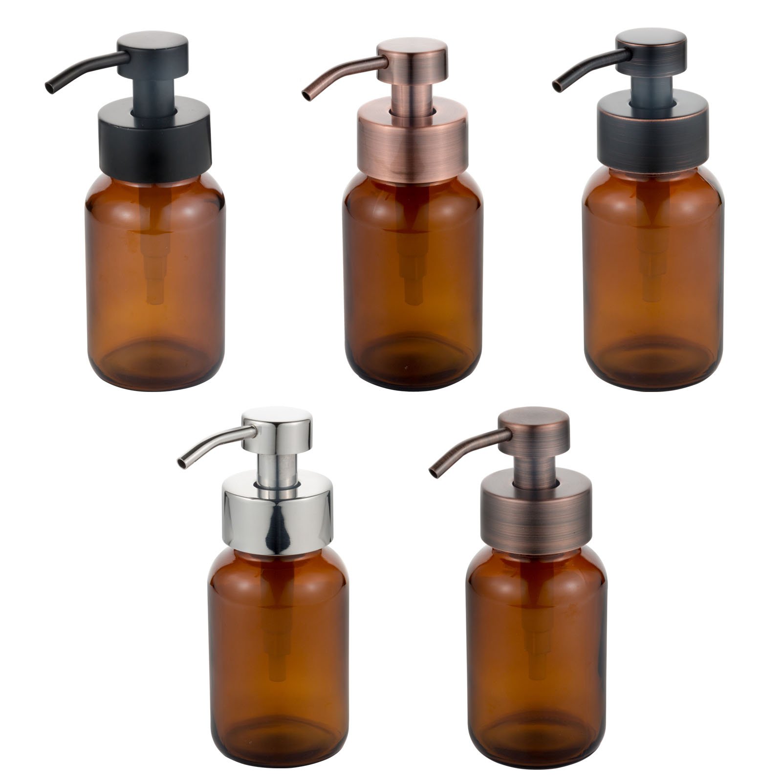 Factory Made 200Ml 300Ml Plastic Amber Pump 500Ml Wide Mouth Square Amber Glass Bottle Hand Soap With Gold Pump At Good Price