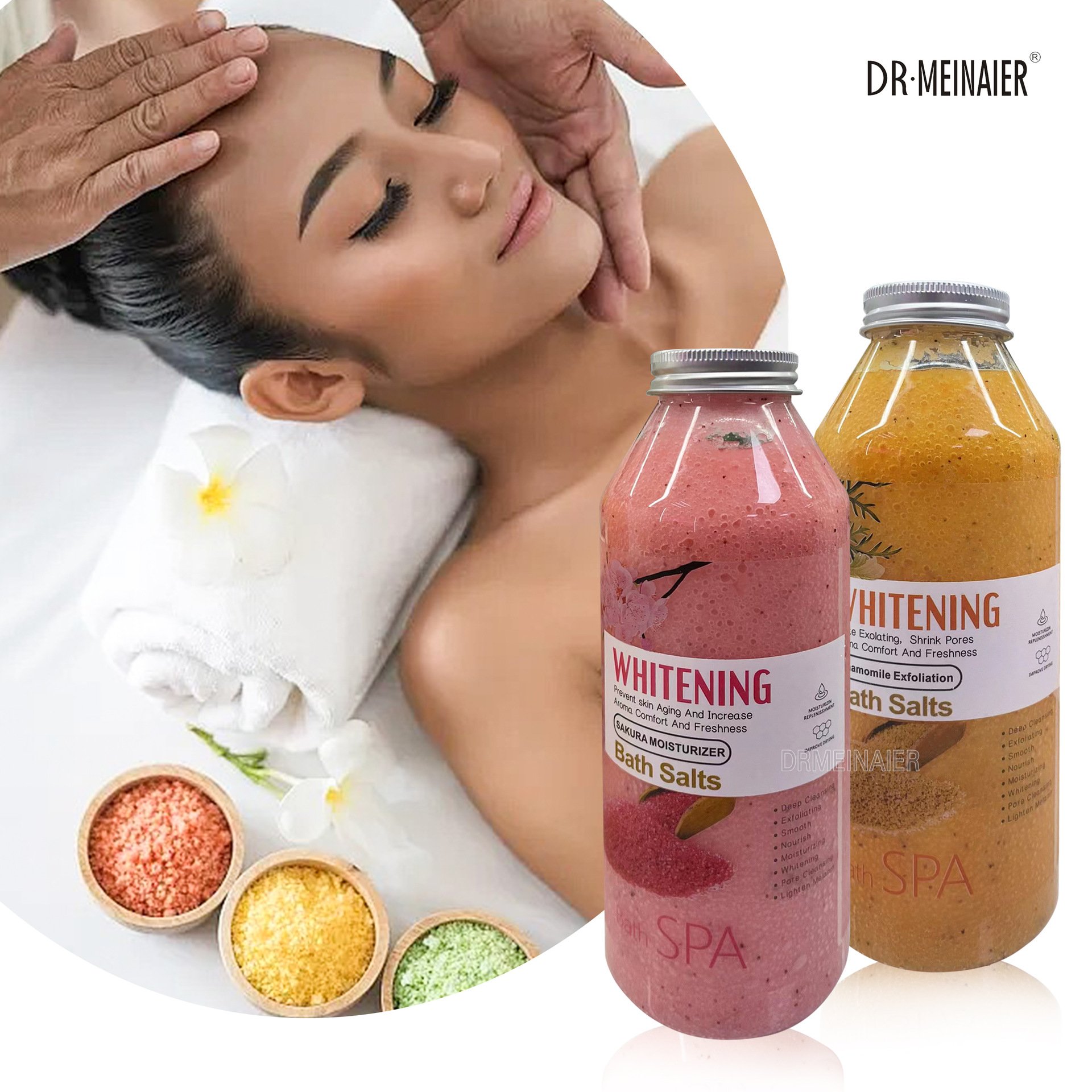 Milk Cherry Blossom Body Scrub Deep Cleansing Skin Whitening Exfoliating Moisturizing Body Bath Salt