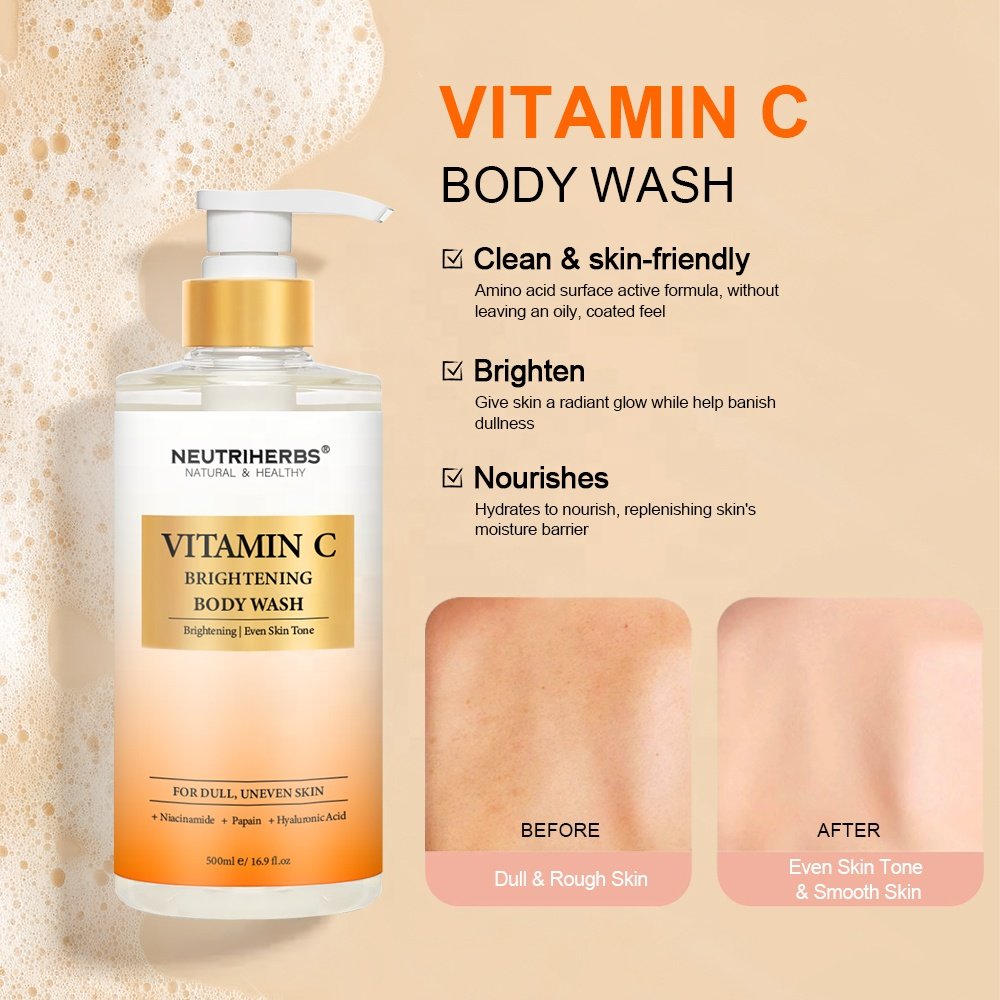 Vegan Herbal Natural Skin Perfumed Bath Private Label Wholesale Whitening Vitamin C Body Wash Shower Gel
