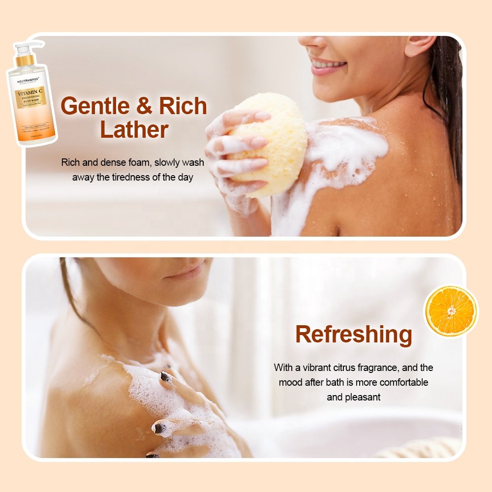 Vegan Herbal Natural Skin Perfumed Bath Private Label Wholesale Whitening Vitamin C Body Wash Shower Gel
