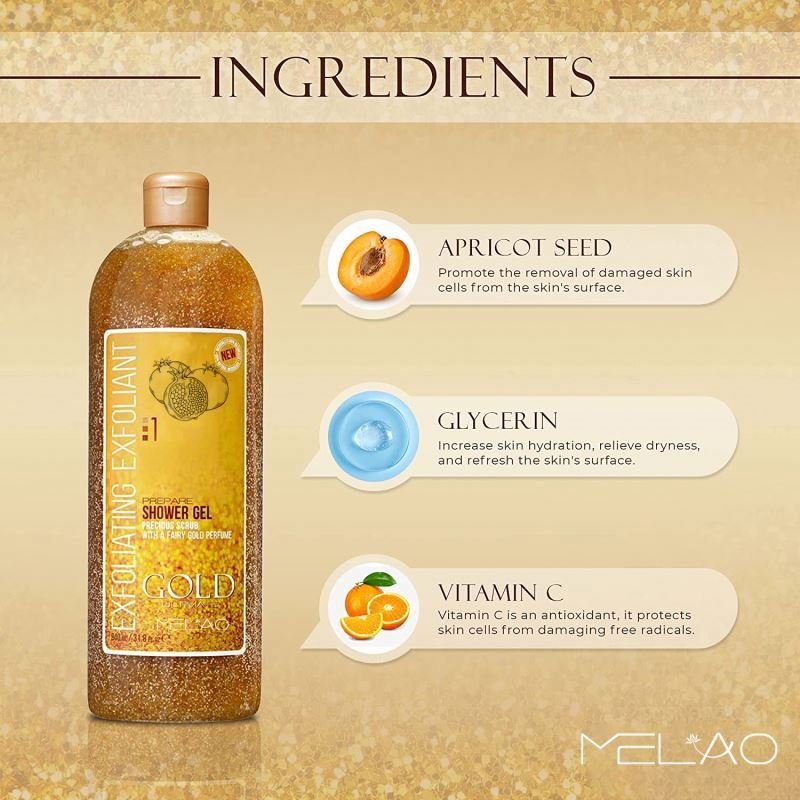 Organic natural Custom Manufacture new Repair moisturizing exfoliator Thick Full Biotin Collagen 24K Gold Bath Shower Gel