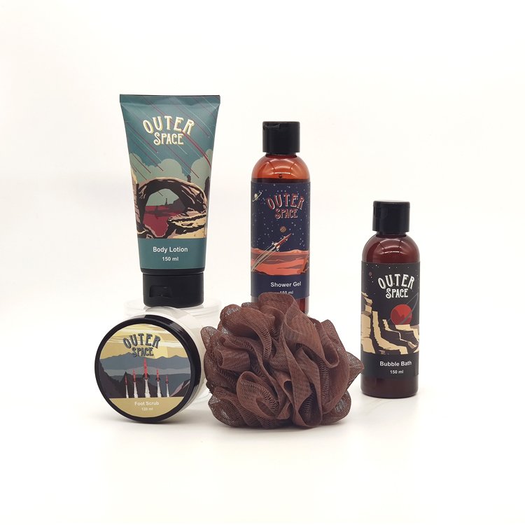 factory supply bath products Promotional Shower Gel Bubble Bath Body Scrub bath sponge Body Care Gift Set for men